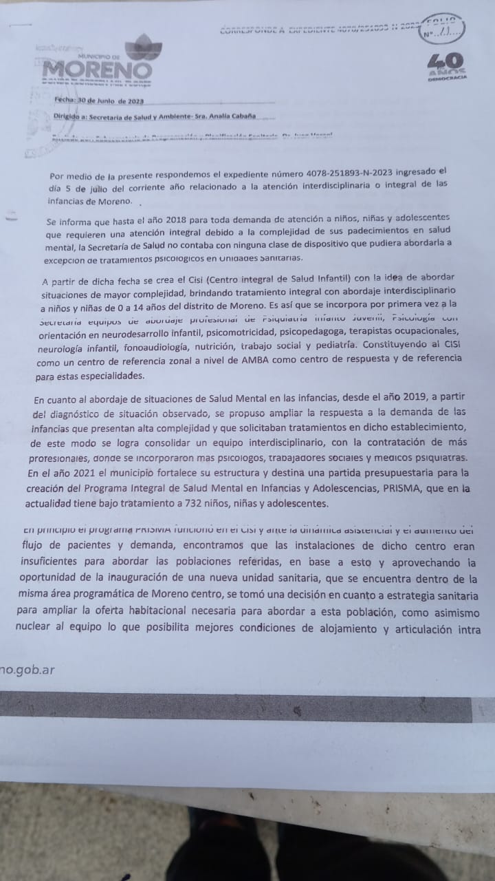 La resolución que mandó la Municipalidad.