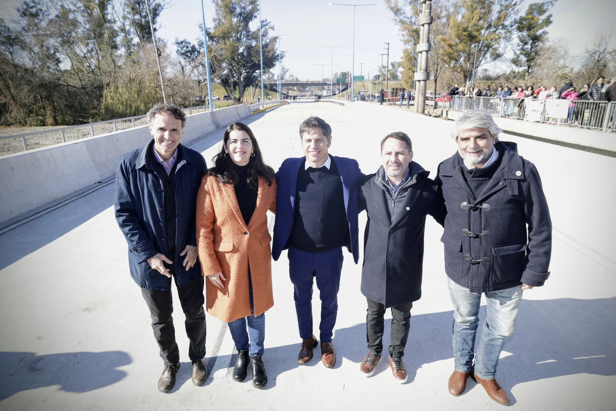 El dirigente peronista Gabriel Katopodis, la intendente Mariel Fernández, el gobernador bonaerense Axel Kicillof, el jefe comunal Pablo Descalzo (Ituzaingó) y el ministro Walter Correa (Trabajo).