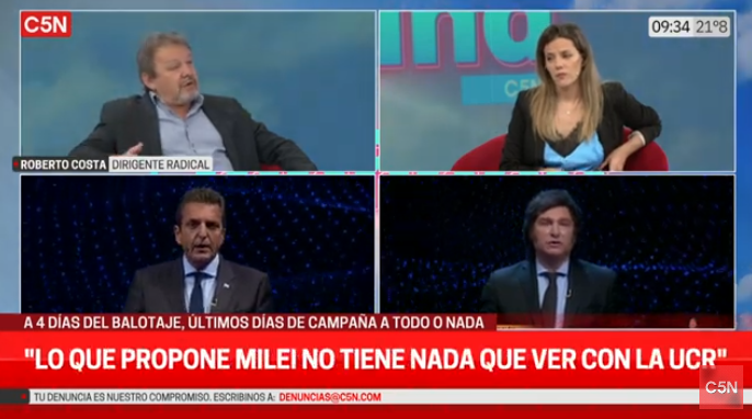 La imagen del programa de C5N con el ex senador bonaerense Roberto Costa.