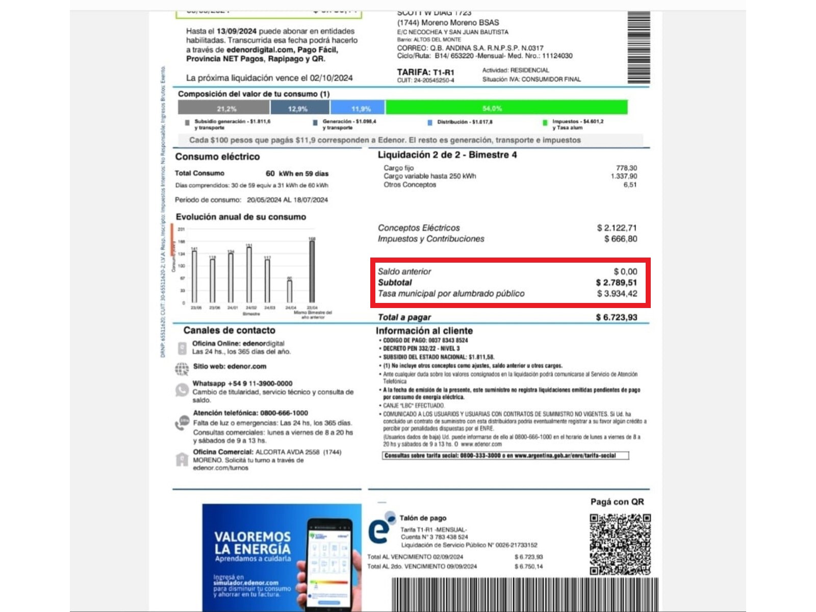 Documento de liquidación.