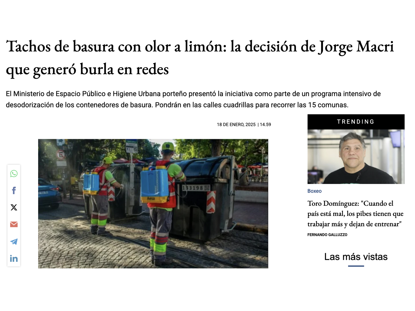 El escándalo inicial de rociar contenedores de basura con fragancia a limón.