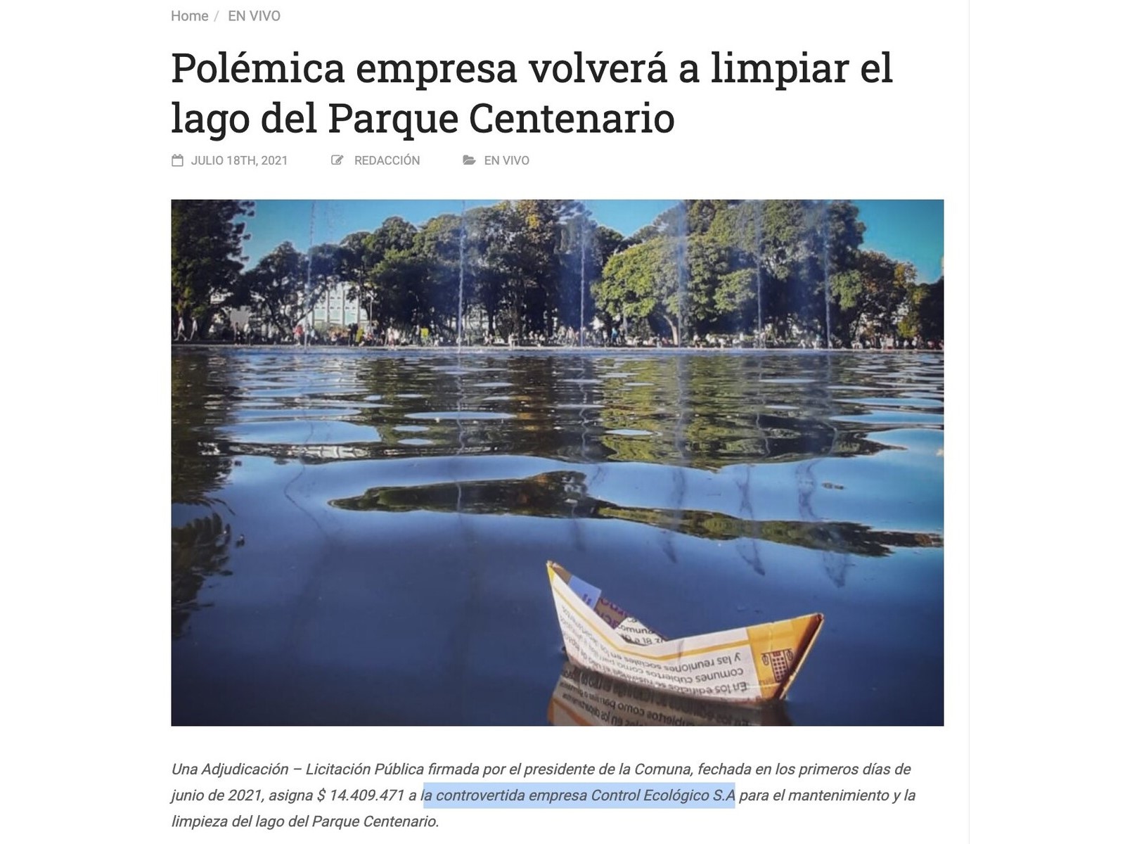 Control Ecológico y el mérito de aportar a la campaña.