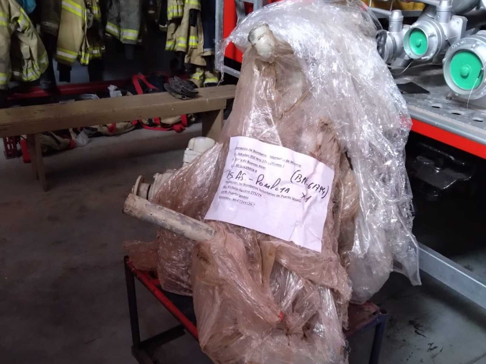 La bomba encontrada y malversada desde Bomberos Voluntarios con la ayuda de la Comuna.