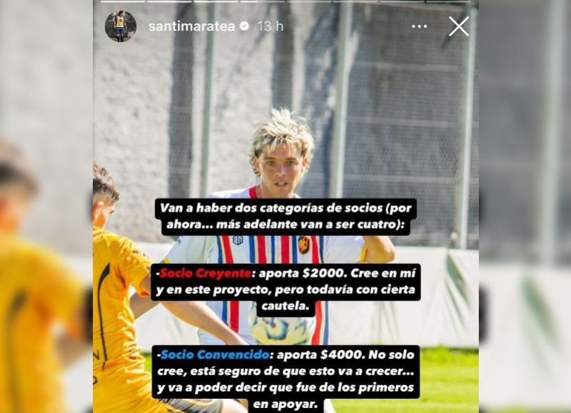 La historia de Instagram con la que Santiago Maratea promociona su nueva idea.