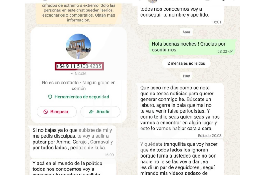 La panelista de Mariana Brey volvió a amenazar a la Directora de un portal asociado a Multimedios NOVA