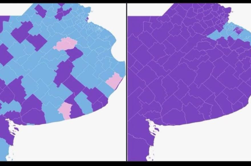 Irreconciliables diferencias. A la izquierda, el resultado de la elección que ganó el kirchnerismo el 7 de septiembre con infinidad de boletas y sobres. A la derecha, el resultado casi totalmente opuesto del 26 de octubre, con BUP.